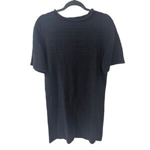 COS Womens Roll Neck Polo Neck Textured Cotton Short Sleeve Shirt Dress Black, S